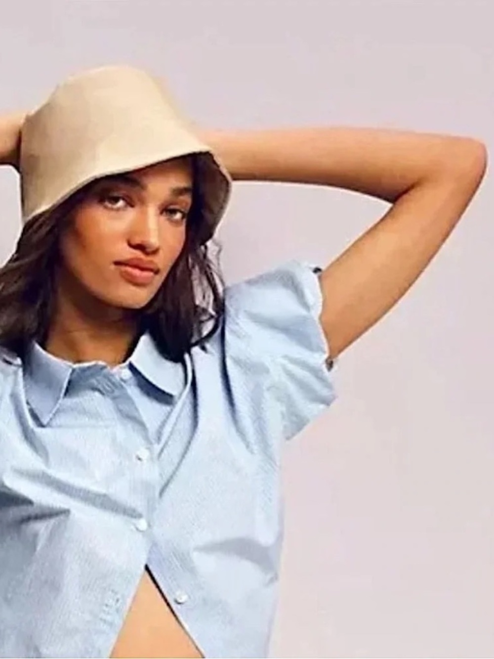 NWT Anthropologie Ivory Faux Leather Bucket Hat